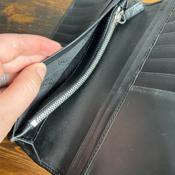 Coach Black Pebbled Leather Long Flap Card‎ Wallet Everyday Minimalist Classic - Picture 12 of 16